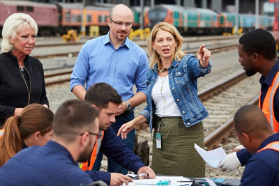 Leadership team in discussion